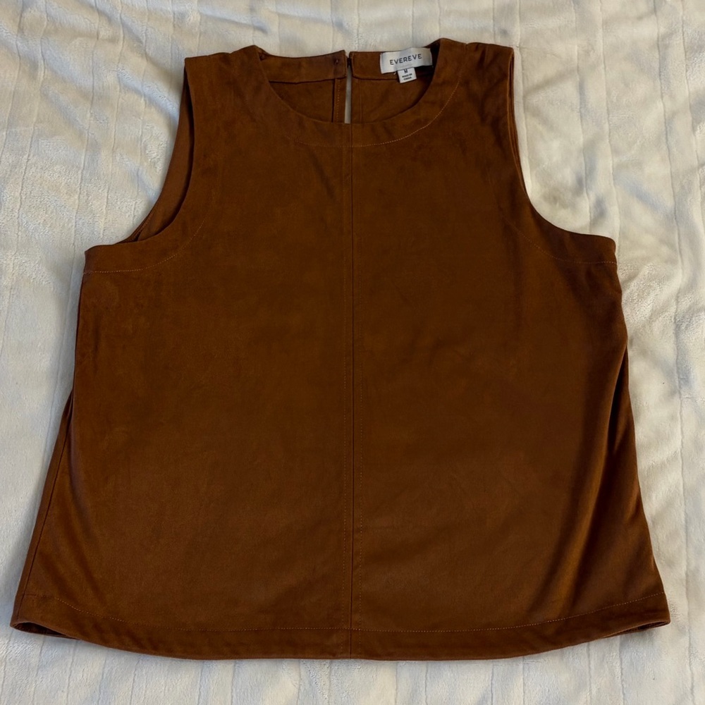 Evereve Faux Suede Sleeveless Top Brown Size M